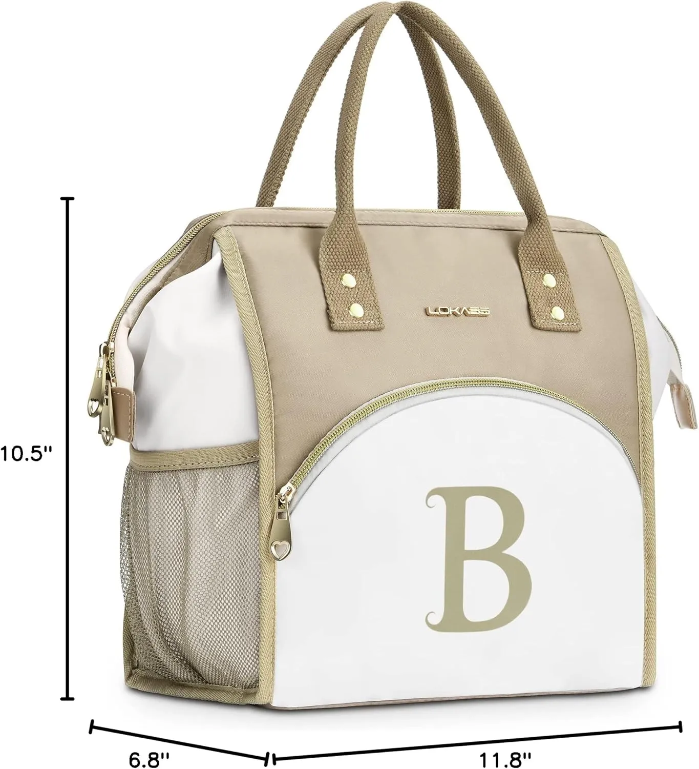 Personalized Lunch Bag for Women, Reusable Insulated Lunch Box Gift for Friend Large Wide-Open Water Resistant Adult Cooler Tote Bag for Work, Travel, Picnic - Printed B