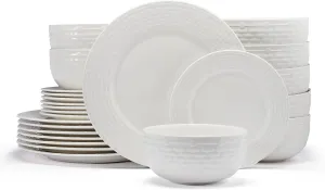 Pfaltzgraff Sonya White 24 Piece Plate Bowl Dinnerware Set, Service for 8
