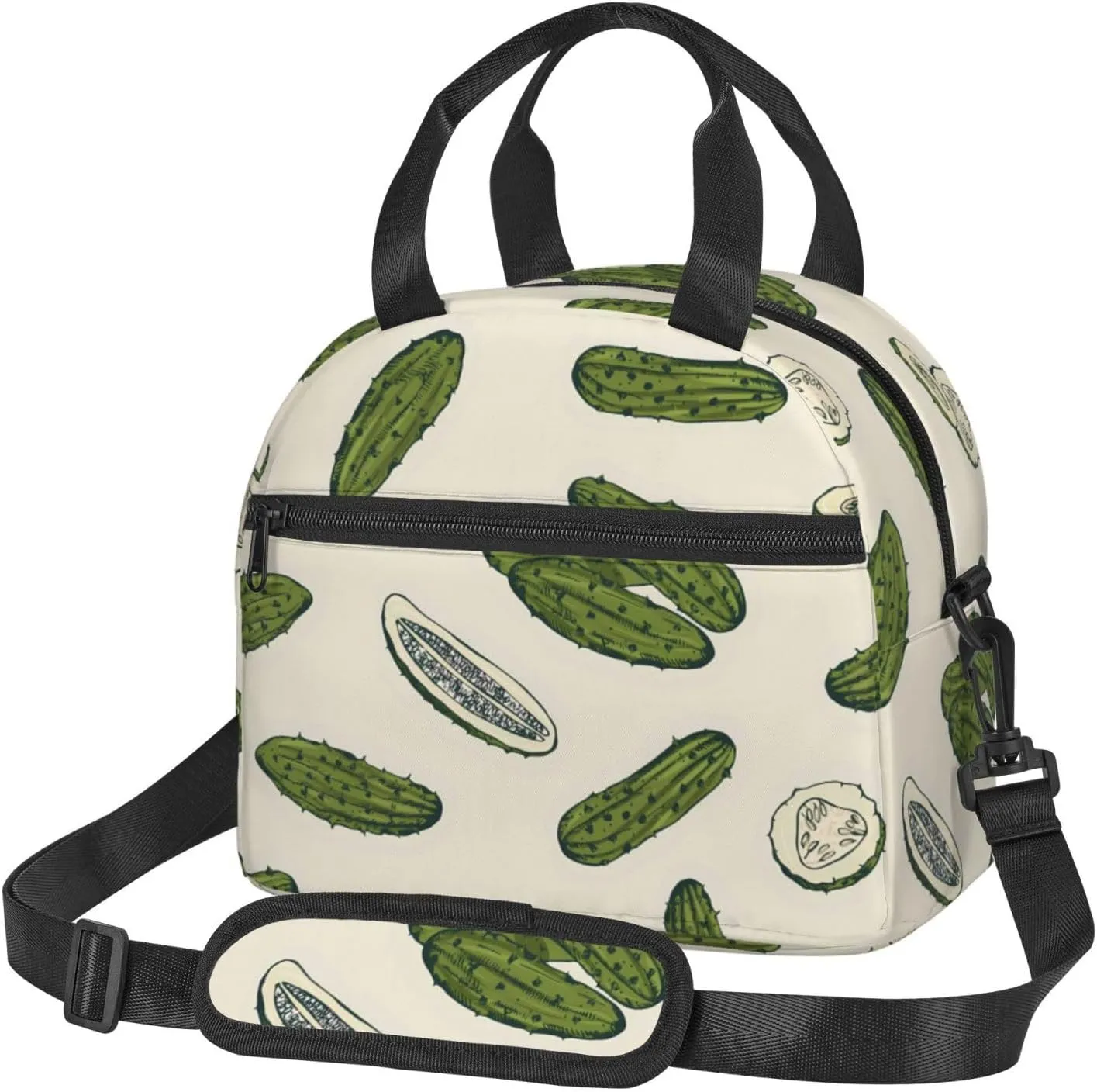 Pickle Cucumber Lunch Bag Hand Tote Crossbody Insulated Lunch Bag Large Portable Lunch Box