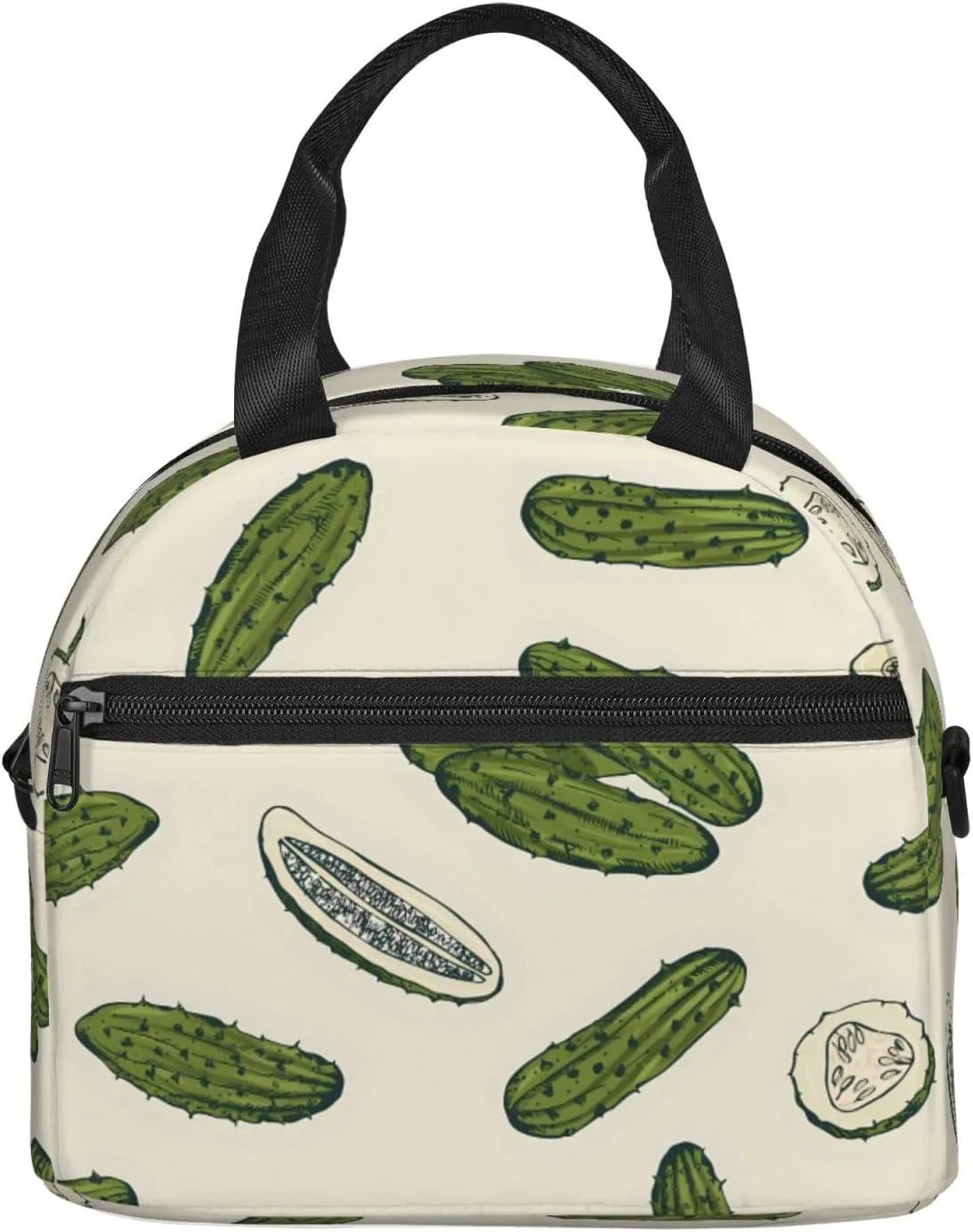 Pickle Cucumber Lunch Bag Hand Tote Crossbody Insulated Lunch Bag Large Portable Lunch Box