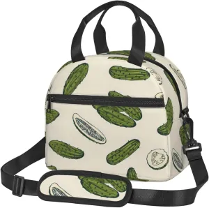 Pickle Cucumber Lunch Bag Hand Tote Crossbody Insulated Lunch Bag Large Portable Lunch Box