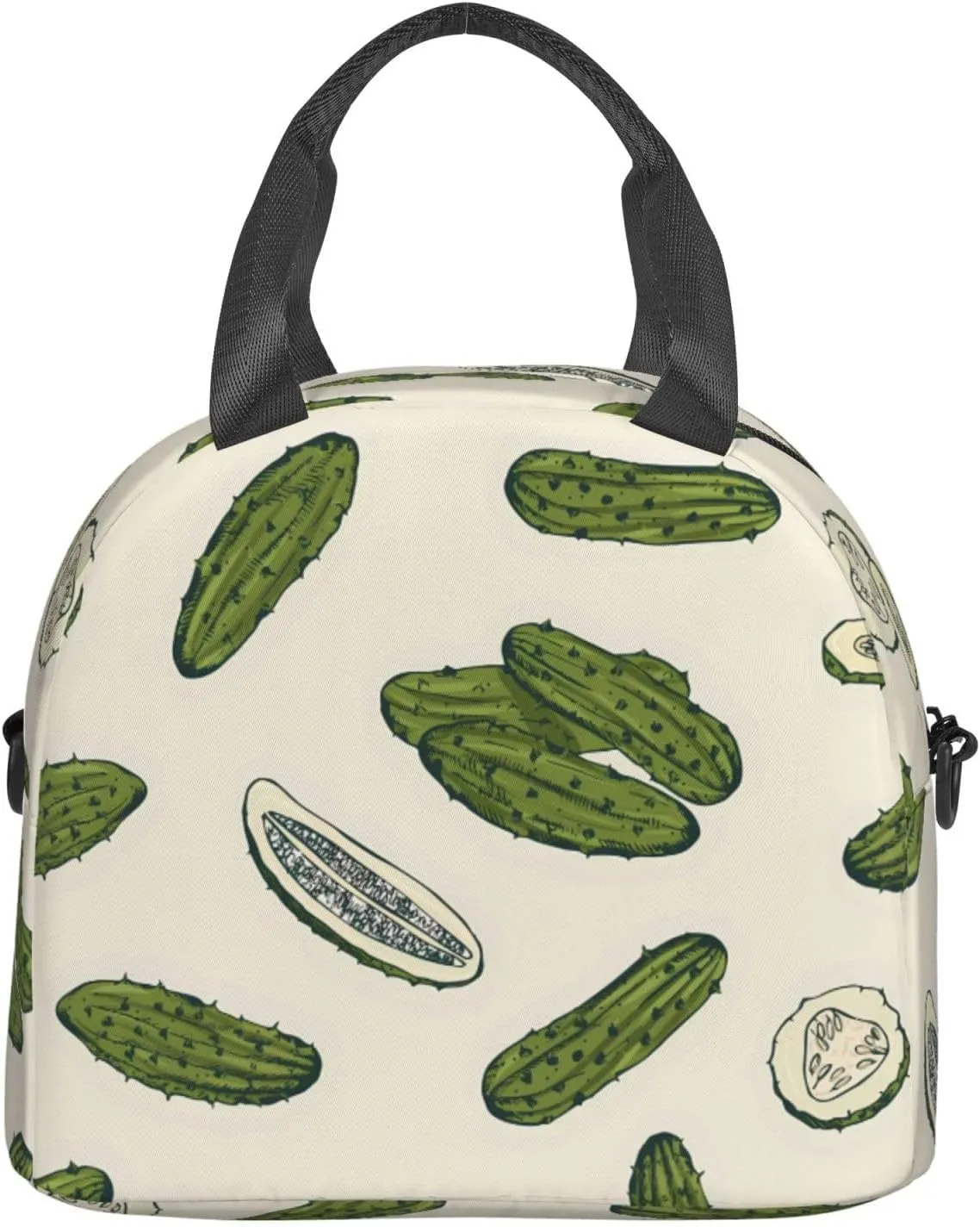 Pickle Cucumber Lunch Bag Hand Tote Crossbody Insulated Lunch Bag Large Portable Lunch Box