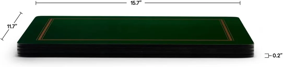 Pimpernel Classic Emerald Placemats - Set of 4 Rectangular Cork Backed Table Mats with Deep Green Finish - Heat Resistant Wipe Clean Placemats for Dining Table Protection & Stylish Meal Presentation