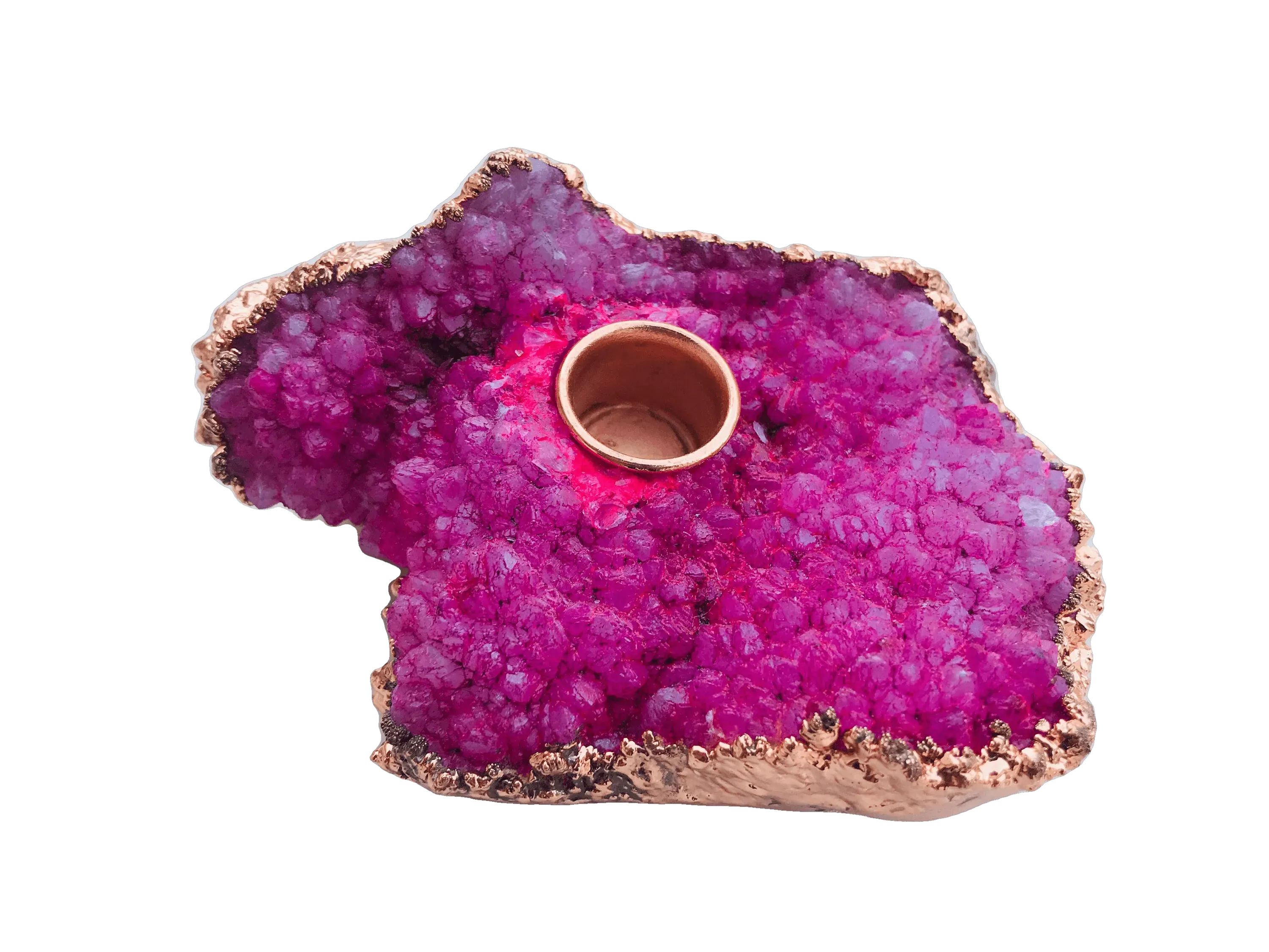 Pink Agate Gemstone Taper Candle Holder