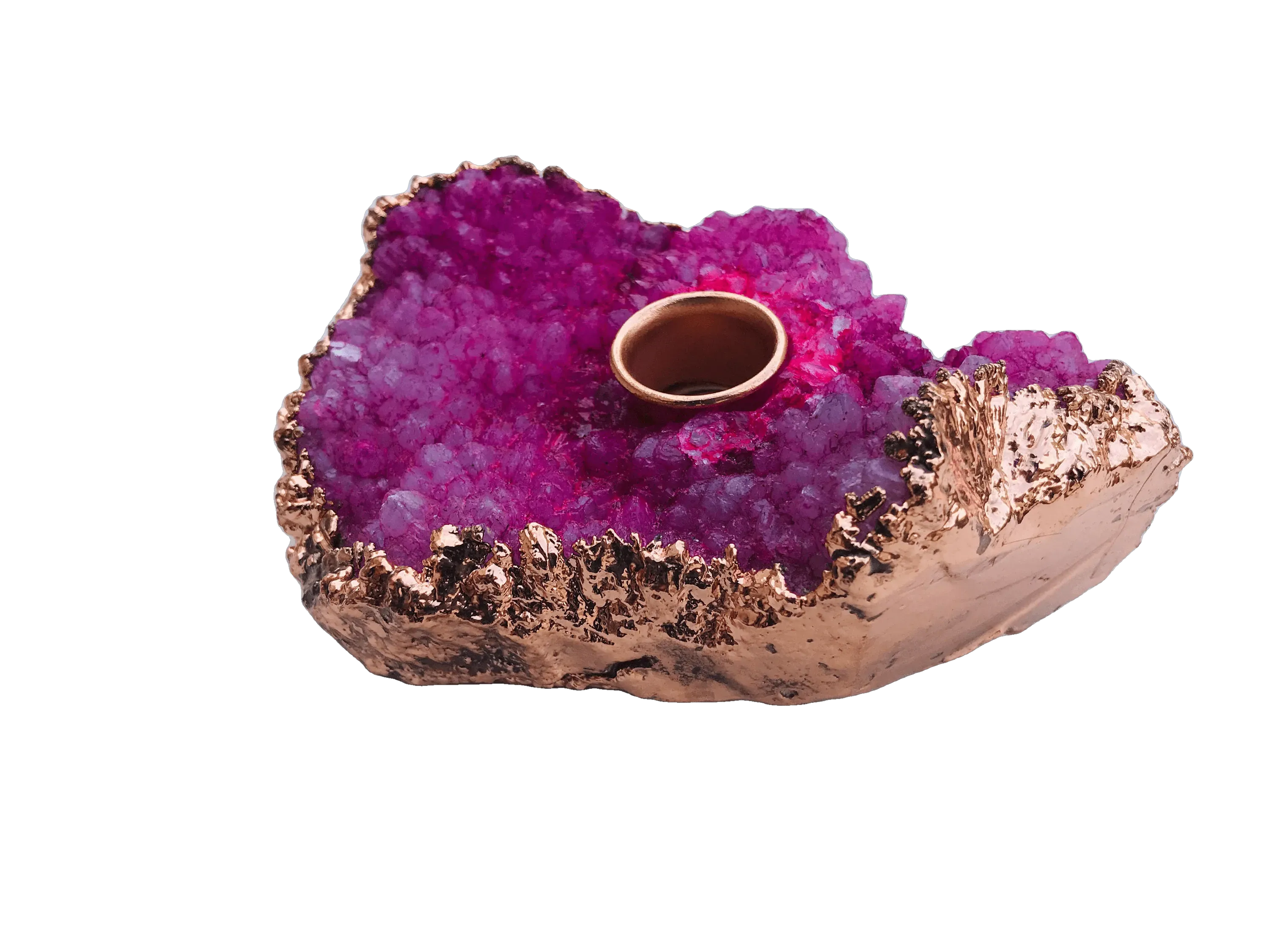 Pink Agate Gemstone Taper Candle Holder