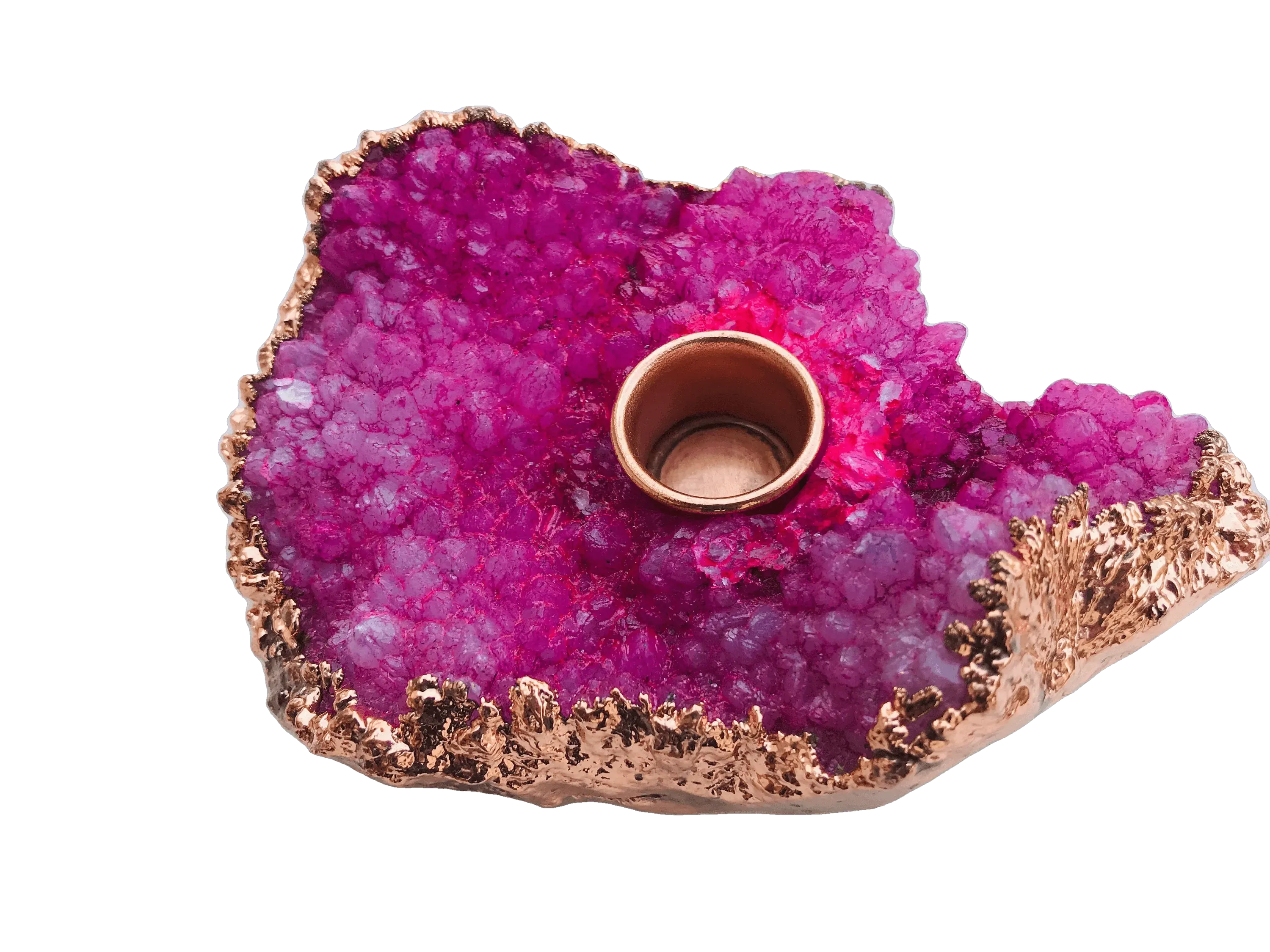 Pink Agate Gemstone Taper Candle Holder