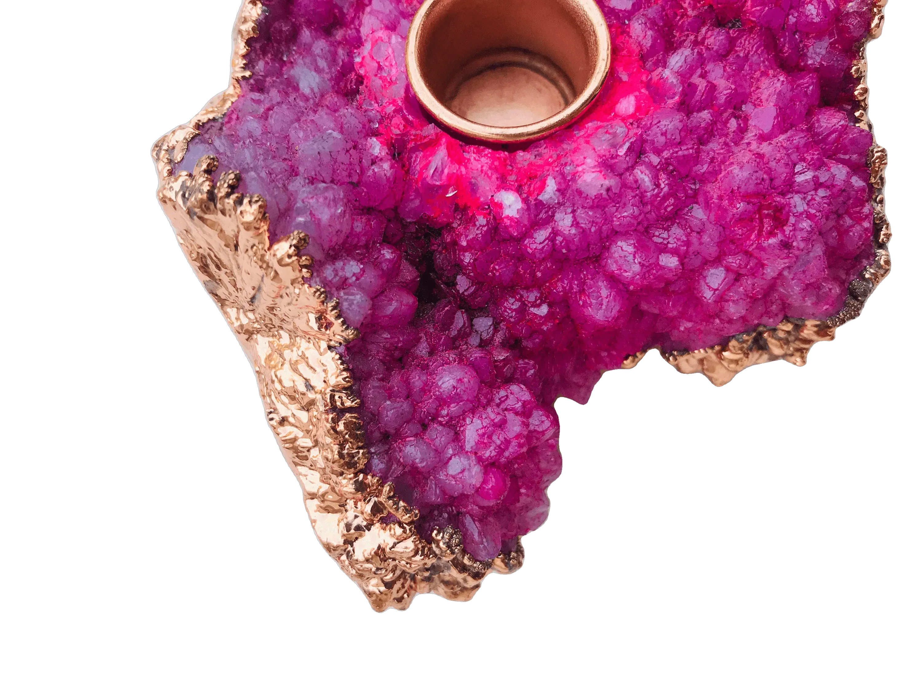 Pink Agate Gemstone Taper Candle Holder