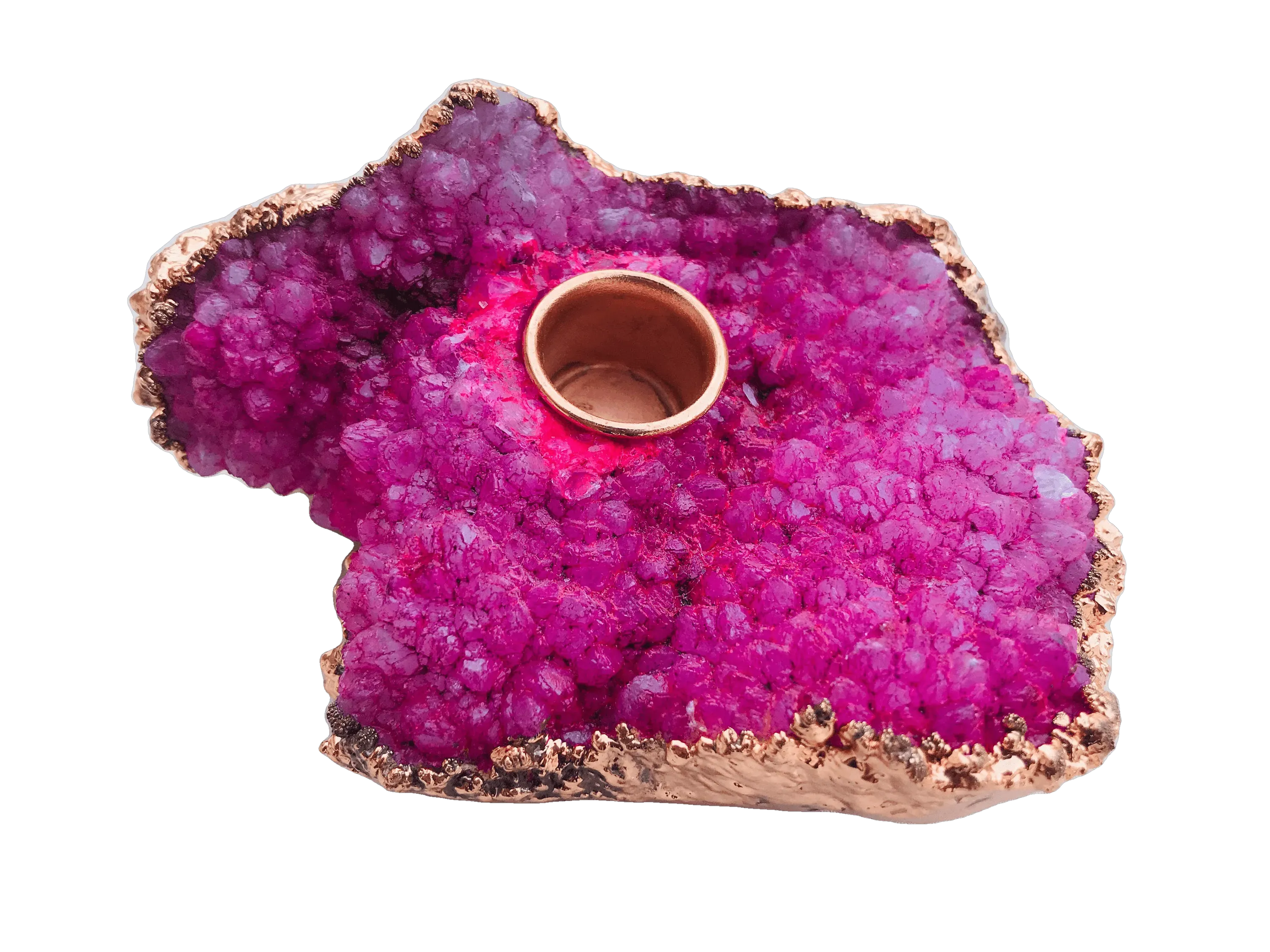 Pink Agate Gemstone Taper Candle Holder