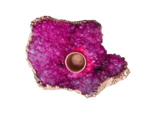 Pink Agate Gemstone Taper Candle Holder