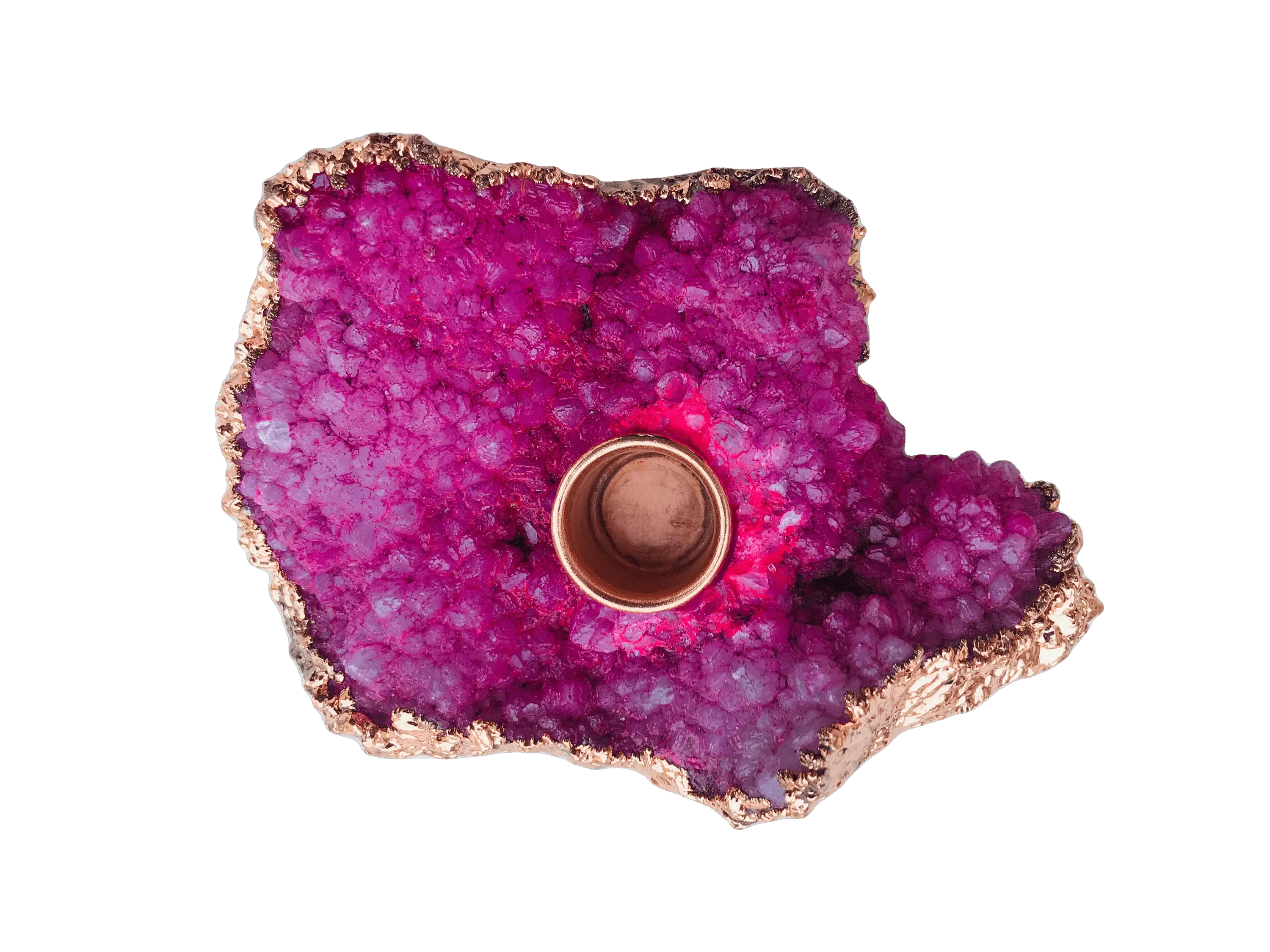 Pink Agate Gemstone Taper Candle Holder