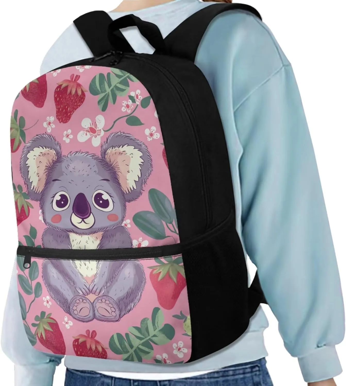 Pink Koala Backpack for Girls 4-6 Lightweight Preschool Elementary School Bag Set with Lunch Box 17 Inch Toddler Bookbag for School Kids Girls 5-7 Large Capacity Handbag Walking