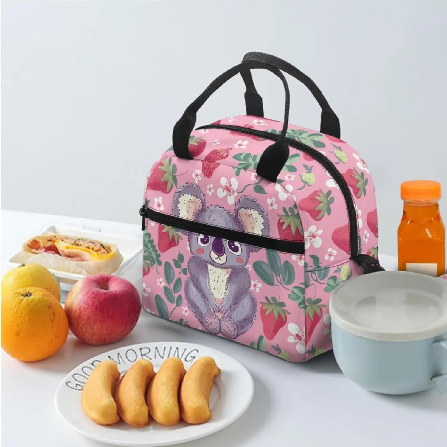 Pink Koala Backpack for Girls 4-6 Lightweight Preschool Elementary School Bag Set with Lunch Box 17 Inch Toddler Bookbag for School Kids Girls 5-7 Large Capacity Handbag Walking