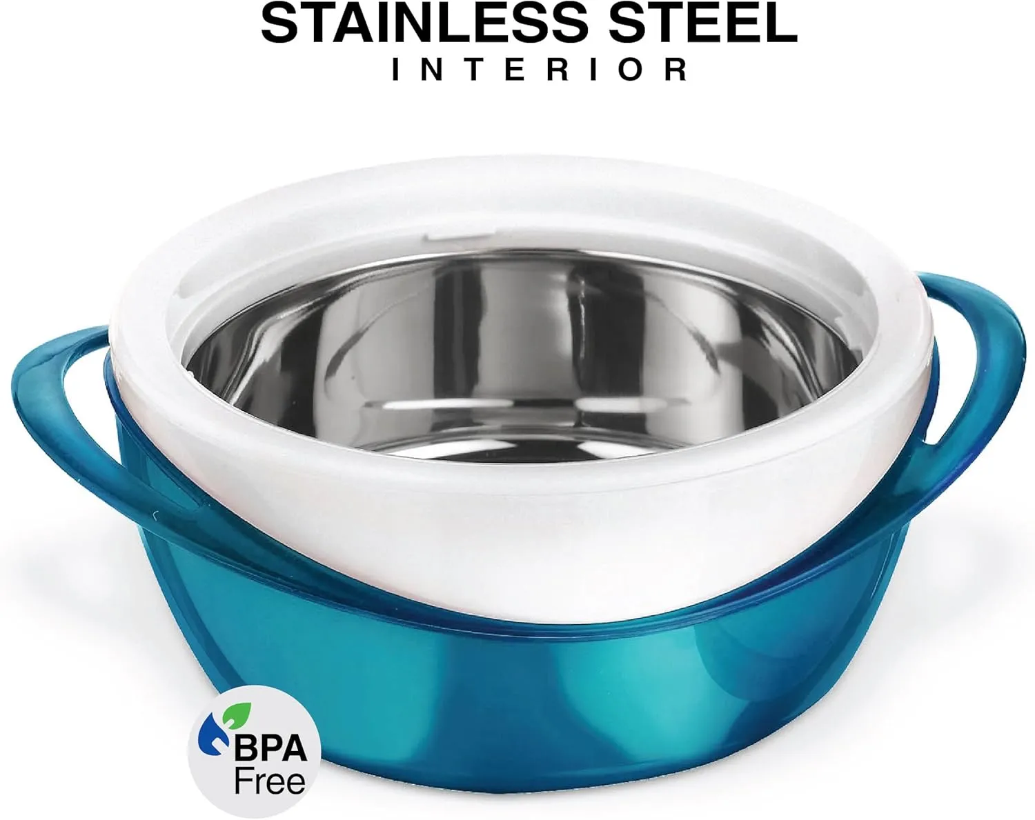 Pinnacle Insulated Casserole Dish with Lid 3 pc. set 2.6/1.25/.6 qt. Elegant Hot Pot Food Warmer/Cooler - Large Thermal Soup/Salad Serving Bowl- Stainless Steel –Best Gift Set for Moms –Holidays Teal