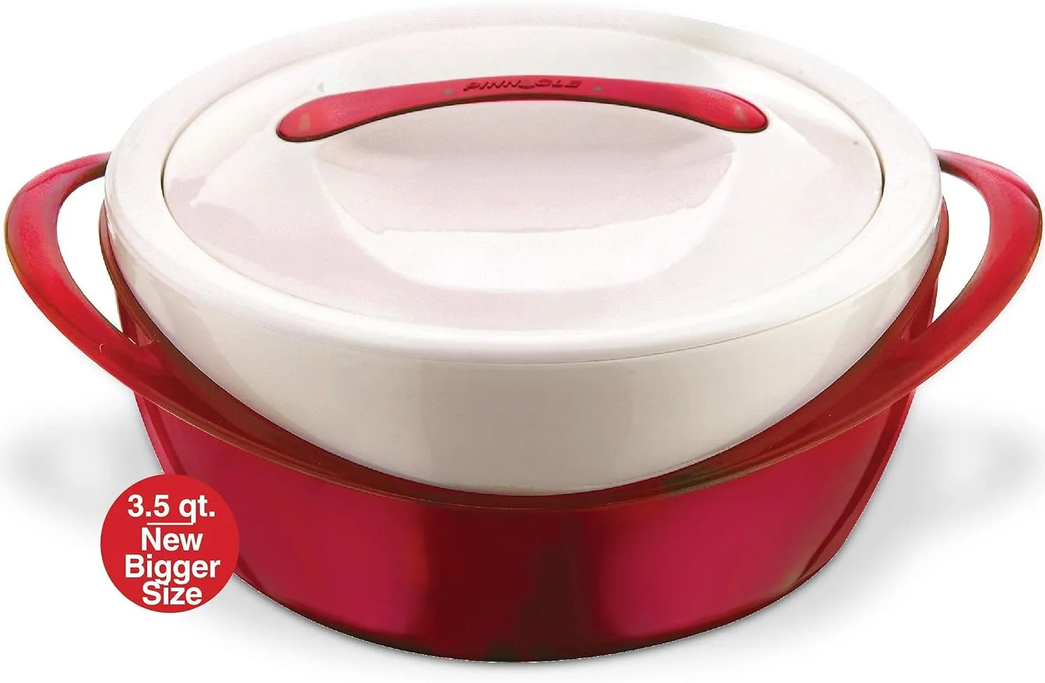 Pinnacle Large Insulated Casserole Dish with Lid 3.6 qt. Elegant Hot Pot Food Warmer/Cooler -Thermal Soup/Salad Serving Bowl Stainless Steel Hot Food Container–Best Gift Set for Moms –Holidays Red