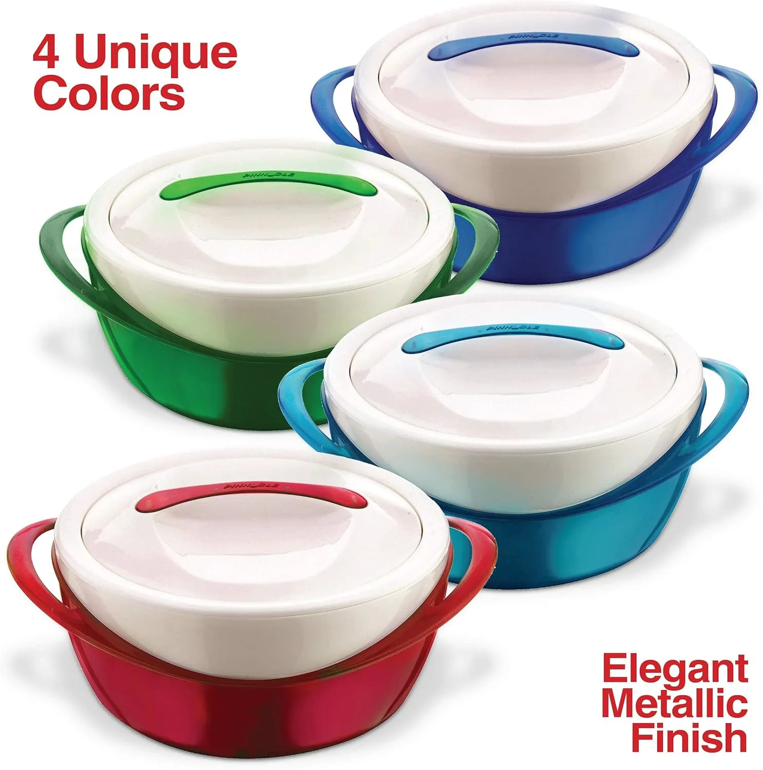 Pinnacle Large Insulated Casserole Dish with Lid 3.6 qt. Elegant Hot Pot Food Warmer/Cooler -Thermal Soup/Salad Serving Bowl Stainless Steel Hot Food Container–Best Gift Set for Moms –Holidays Red
