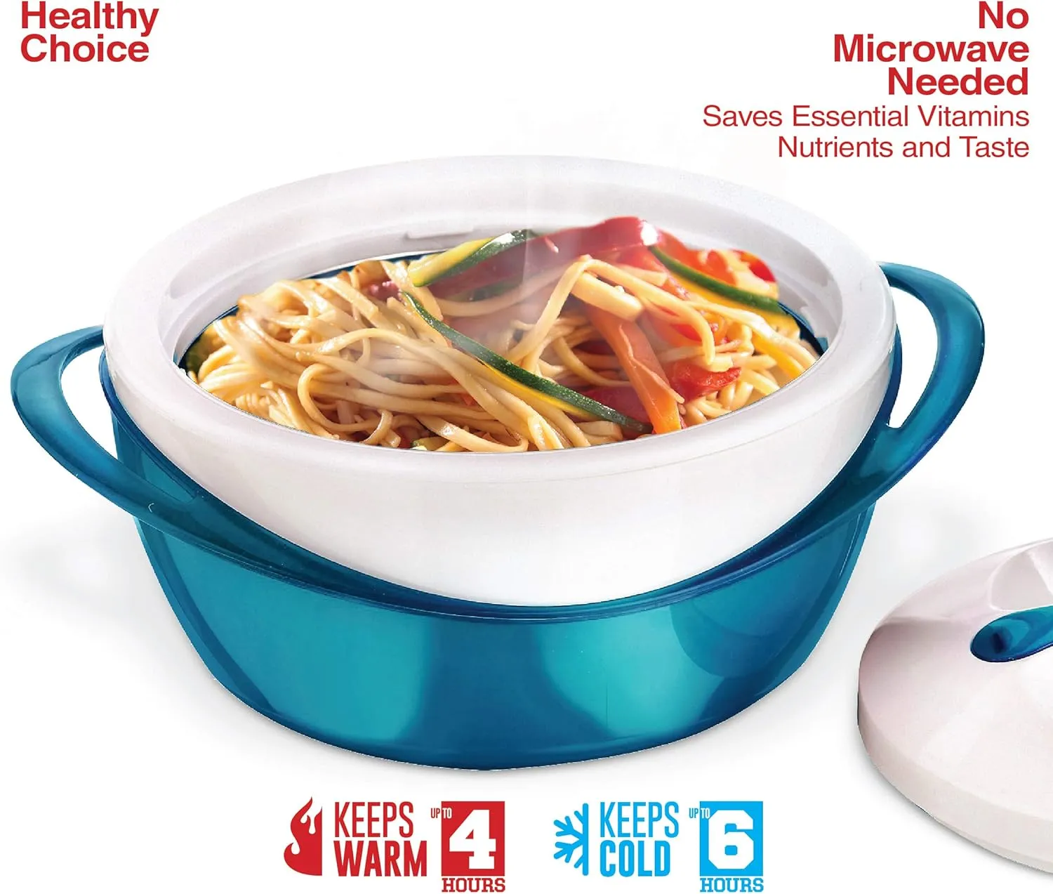 Pinnacle Large Insulated Casserole Dish with Lid 3.6 qt. Elegant Hot Pot Food Warmer/Cooler -Thermal Soup/Salad Serving Bowl Stainless Steel Hot Food Container–Best Gift Set for Moms, Holidays - Teal