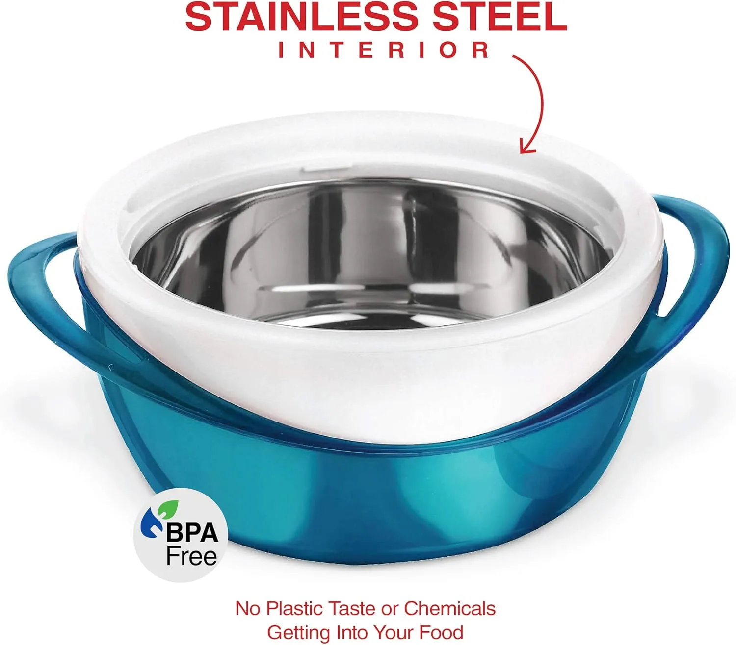 Pinnacle Large Insulated Casserole Dish with Lid 3.6 qt. Elegant Hot Pot Food Warmer/Cooler -Thermal Soup/Salad Serving Bowl Stainless Steel Hot Food Container–Best Gift Set for Moms, Holidays - Teal