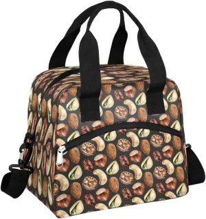 Pistachio Walnut Fruit Lunchbag Reusable Lunch Box Insulated Lunch Tote Bag Cooler Bag with Shoulder Strap Food Storage Container Meal Prep Organizer for Women Men Adult Work Picnic