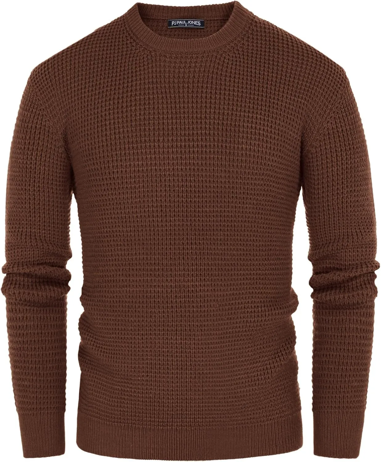 PJ PAUL JONES Mens Crewneck Pullover Sweater Waffle Textured Long Sleeve Knitted Sweaters
