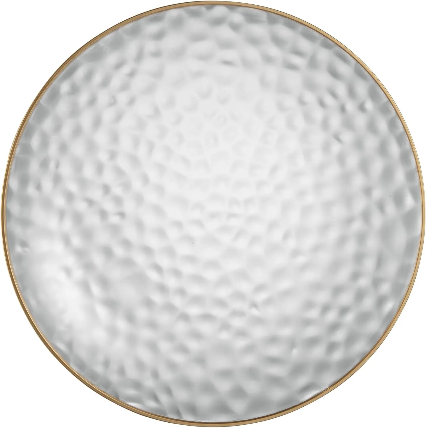 PLASTICPRO 30 Pack Hammered Plastic Plates Heavyweight Disposable Plastic Plates Elegant Clear Hammered Rim Platsic Party Dishes (Hamered Clear With Gold Rim, 7'' INCH PLATES)