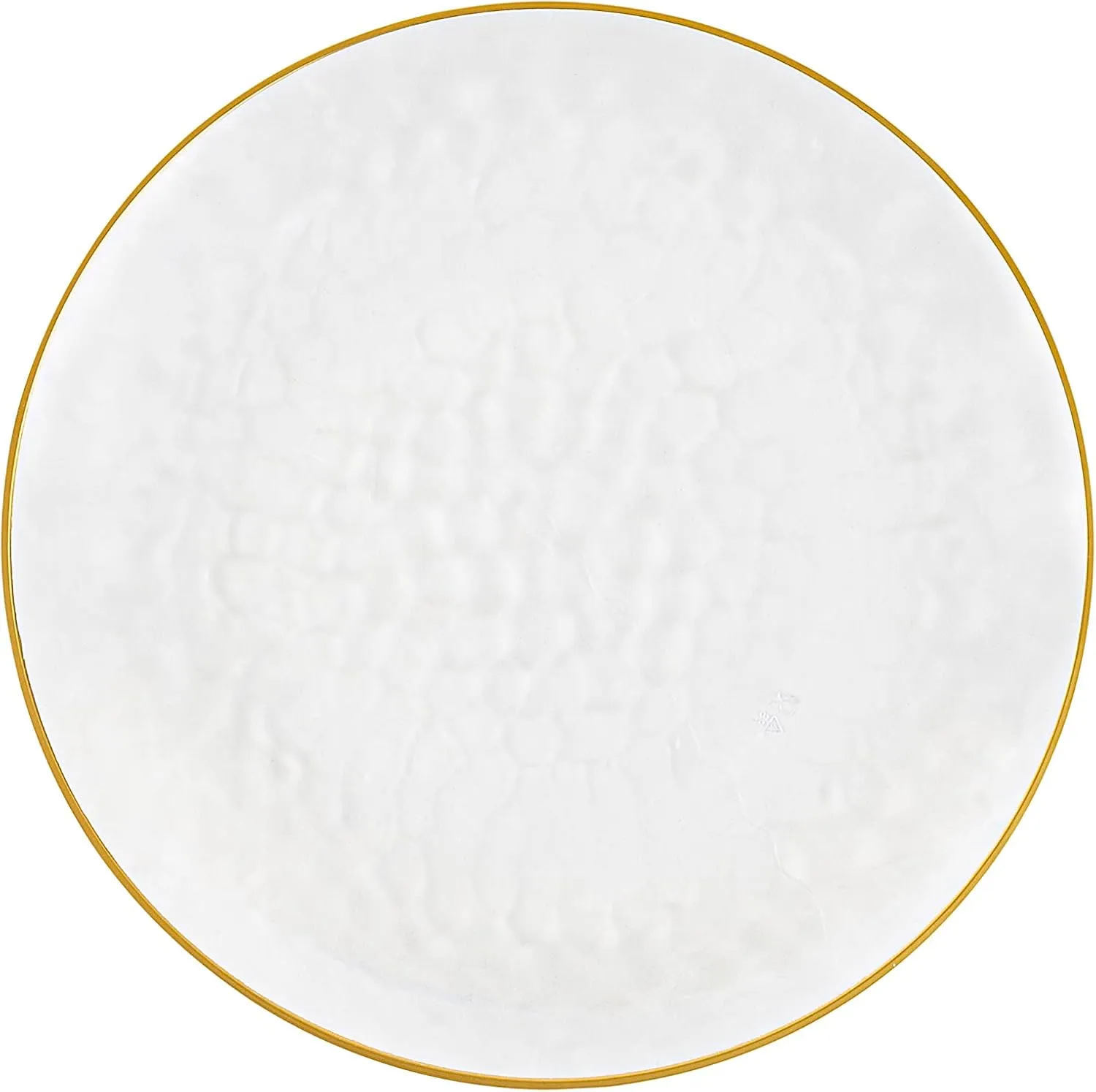 PLASTICPRO 30 Pack Hammered Plastic Plates Heavyweight Disposable Plastic Plates Elegant Clear Hammered Rim Platsic Party Dishes (Hamered Clear With Gold Rim, 7'' INCH PLATES)