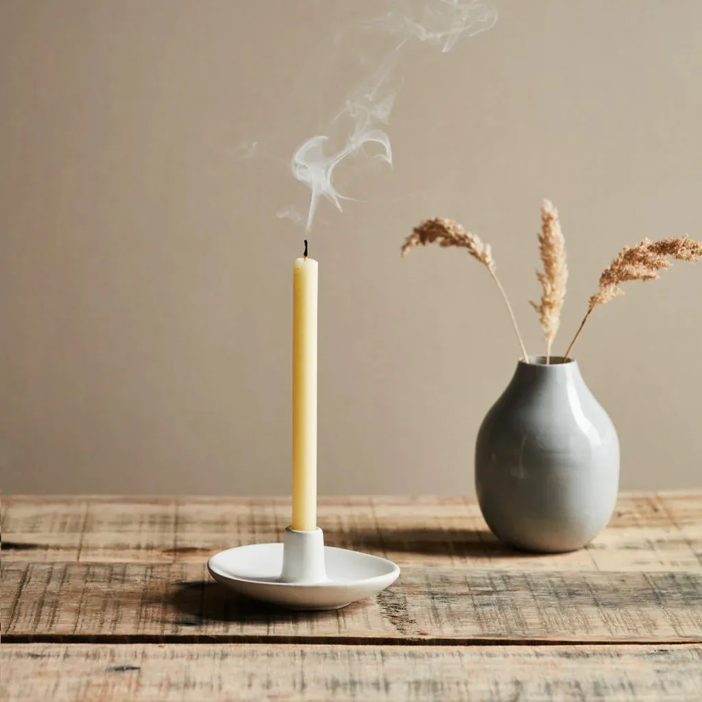 Plate Candle Holder Matte White 1/2"