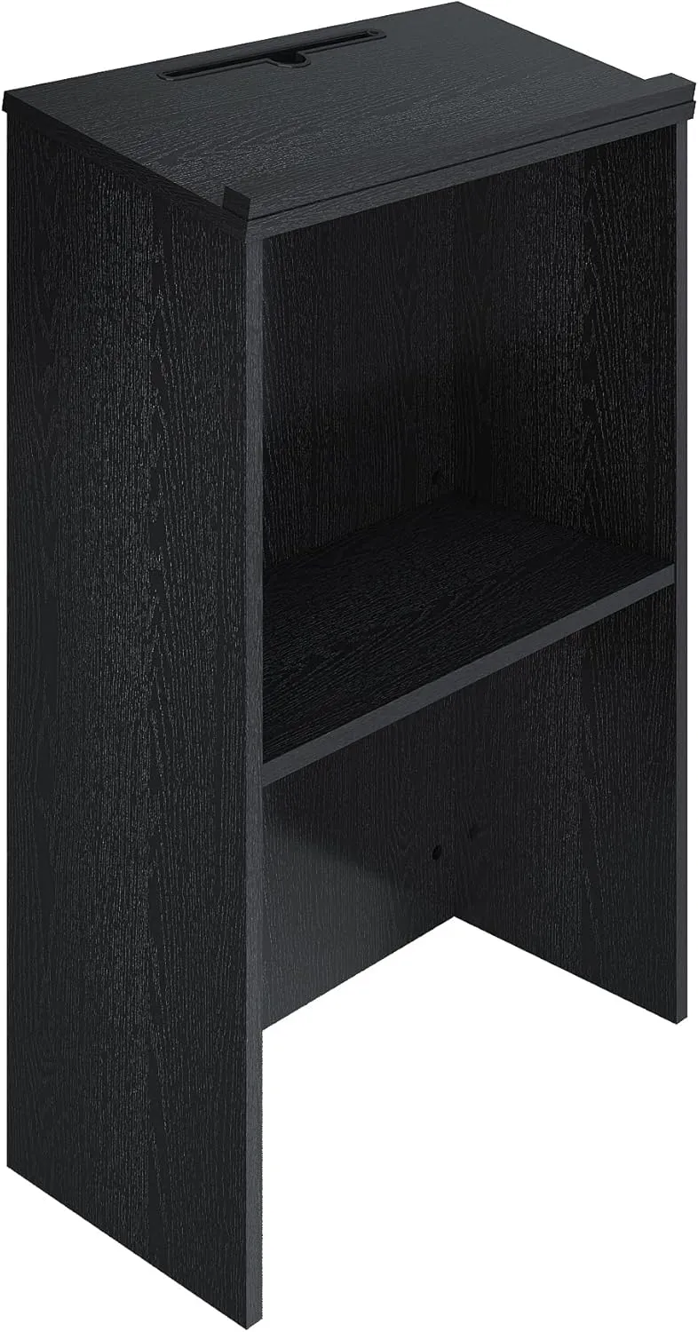 Podium Stand,Wooden Speaking Lectern,Lectern Podium for Classroom,Churches,Auditorium,Meeting Room,Reception Desk of Podium with Adjustable Shelf(Black)