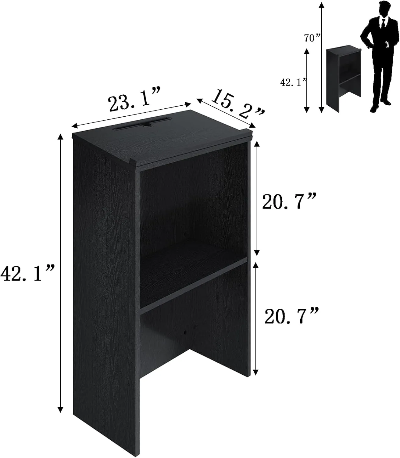 Podium Stand,Wooden Speaking Lectern,Lectern Podium for Classroom,Churches,Auditorium,Meeting Room,Reception Desk of Podium with Adjustable Shelf(Black)