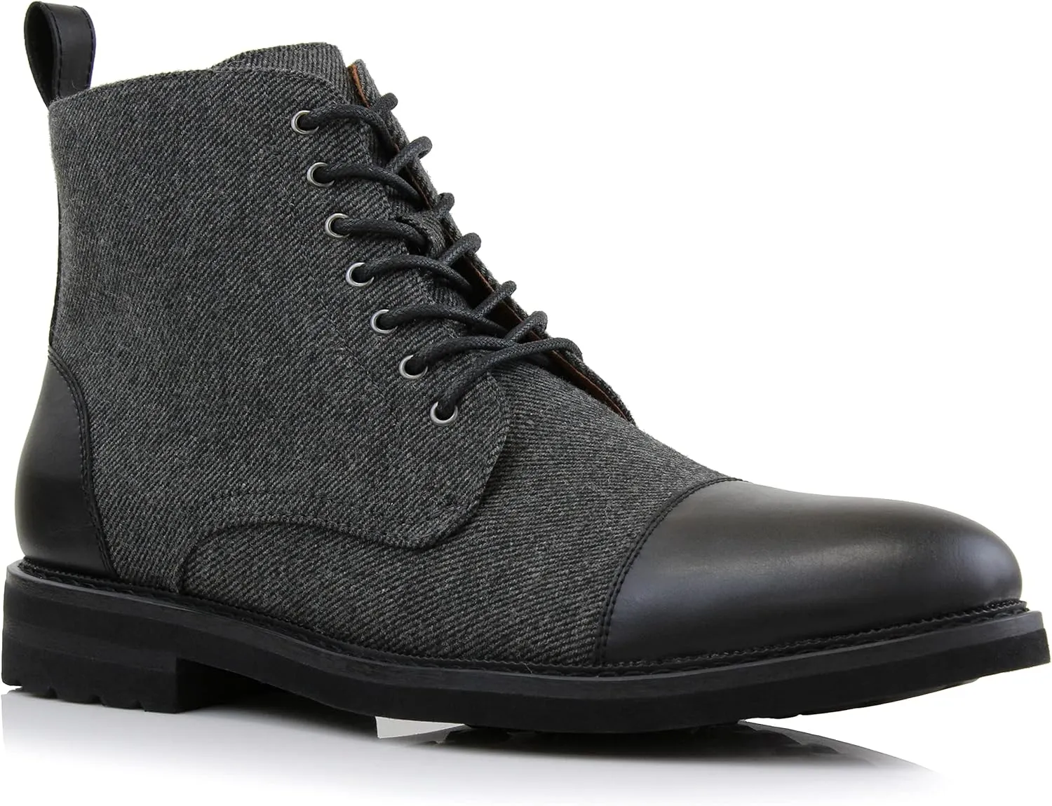 Polar Fox Brooke MPX806061 Grey Woolen and Leather Lace-up Fashion Chukka Boots with Zipper Closure