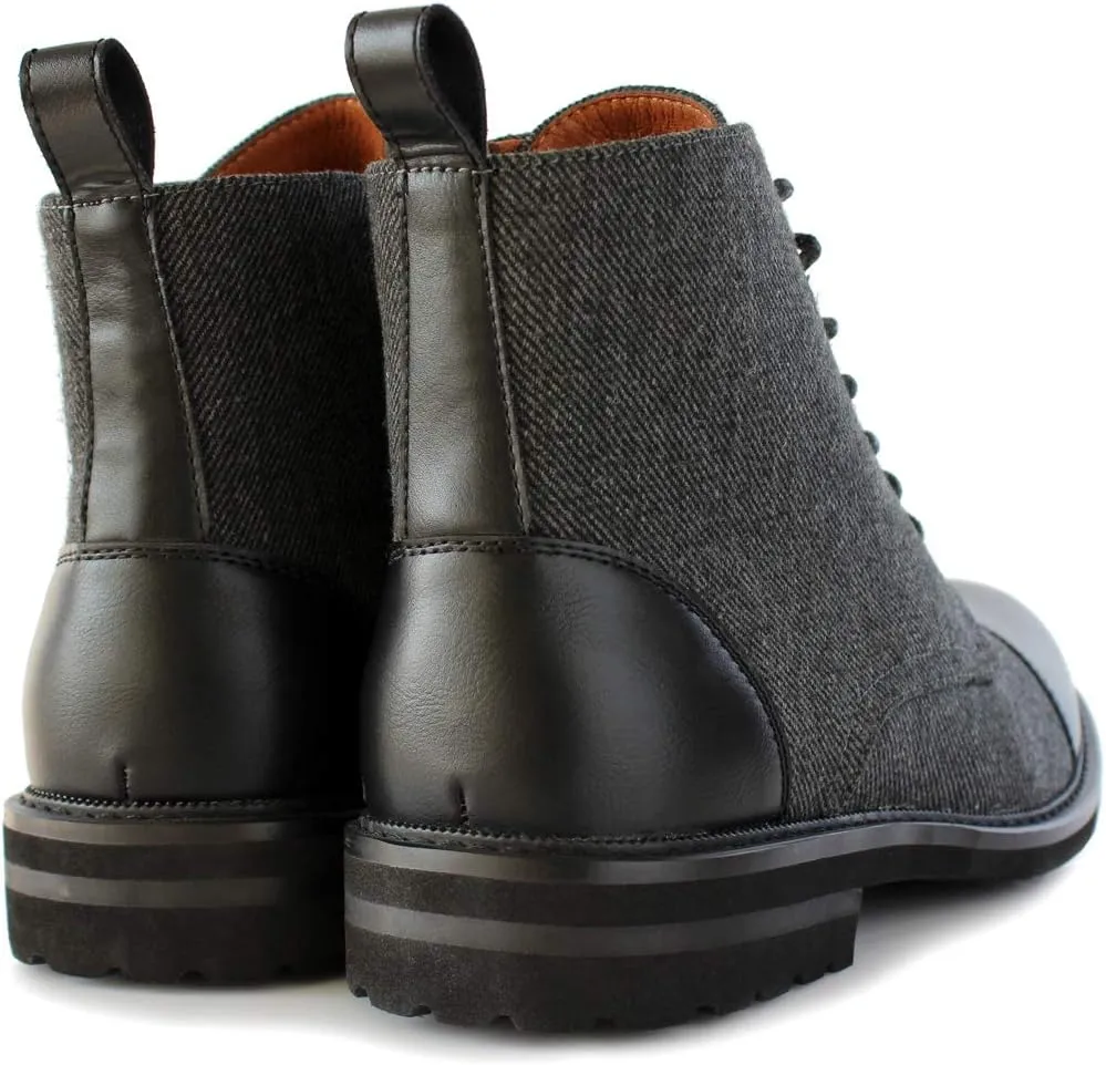 Polar Fox Brooke MPX806061 Grey Woolen and Leather Lace-up Fashion Chukka Boots with Zipper Closure
