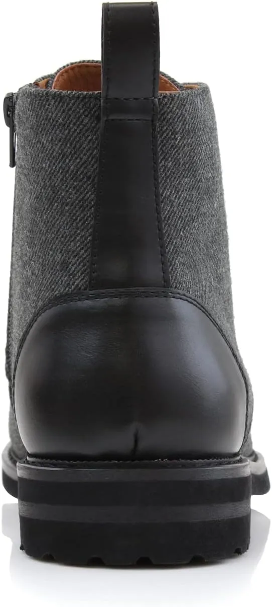 Polar Fox Brooke MPX806061 Grey Woolen and Leather Lace-up Fashion Chukka Boots with Zipper Closure