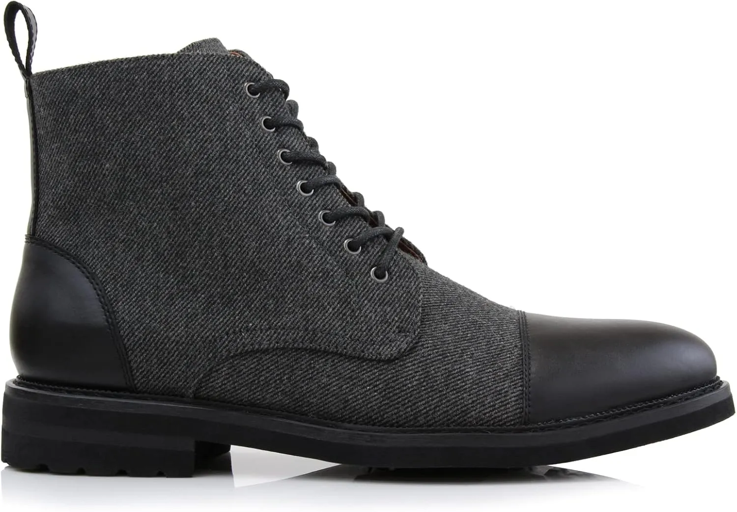 Polar Fox Brooke MPX806061 Grey Woolen and Leather Lace-up Fashion Chukka Boots with Zipper Closure