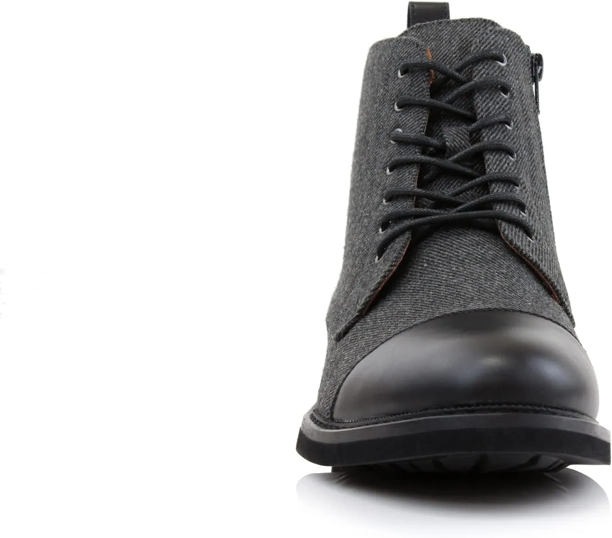 Polar Fox Brooke MPX806061 Grey Woolen and Leather Lace-up Fashion Chukka Boots with Zipper Closure