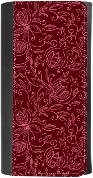 (Pomegranate Fruit) women's Patterned Leather Buckle Trifold Wallet Bag Pouch Holster With Credit Card Holder insurance for smartphones