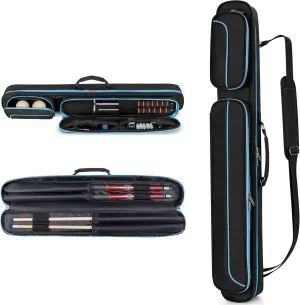 Pool Cue Case, 2 x 2 Pool Stick Case with 2 Shafts and 2 Butts Slots, Heavy Duty Billiard Cue Carrying Case for Pool Cue Accessories