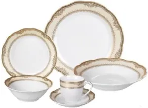 Porcelain Wavy Edge Dinnerware Set44; 24 Piece Service for 4 by Lorren Home Trends: Isabella Design