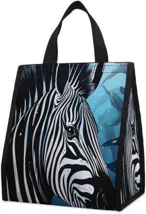 Portable Soft Cooler Lunch Bag,Blue Sailfish Print Insulated Lunch Bags,Reusable Leakproof Tote Bag for Work,Office,Picnic
