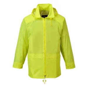 Portwest Classic Rain Jacket Waterproof Work Wear Coat Multi Pockets Outdoor Durable, Yellow, Large