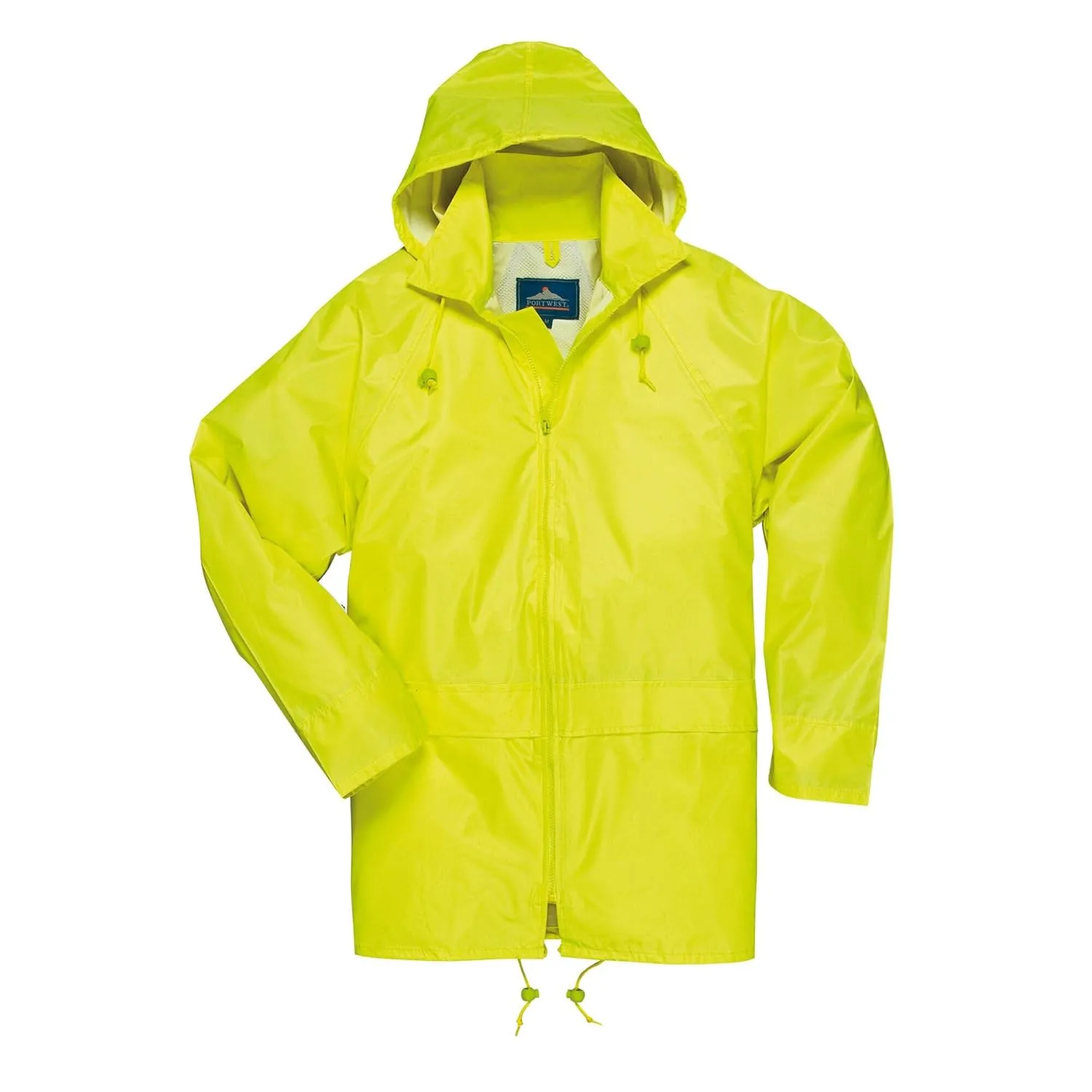 Portwest Classic Rain Jacket Waterproof Work Wear Coat Multi Pockets Outdoor Durable, Yellow, Large