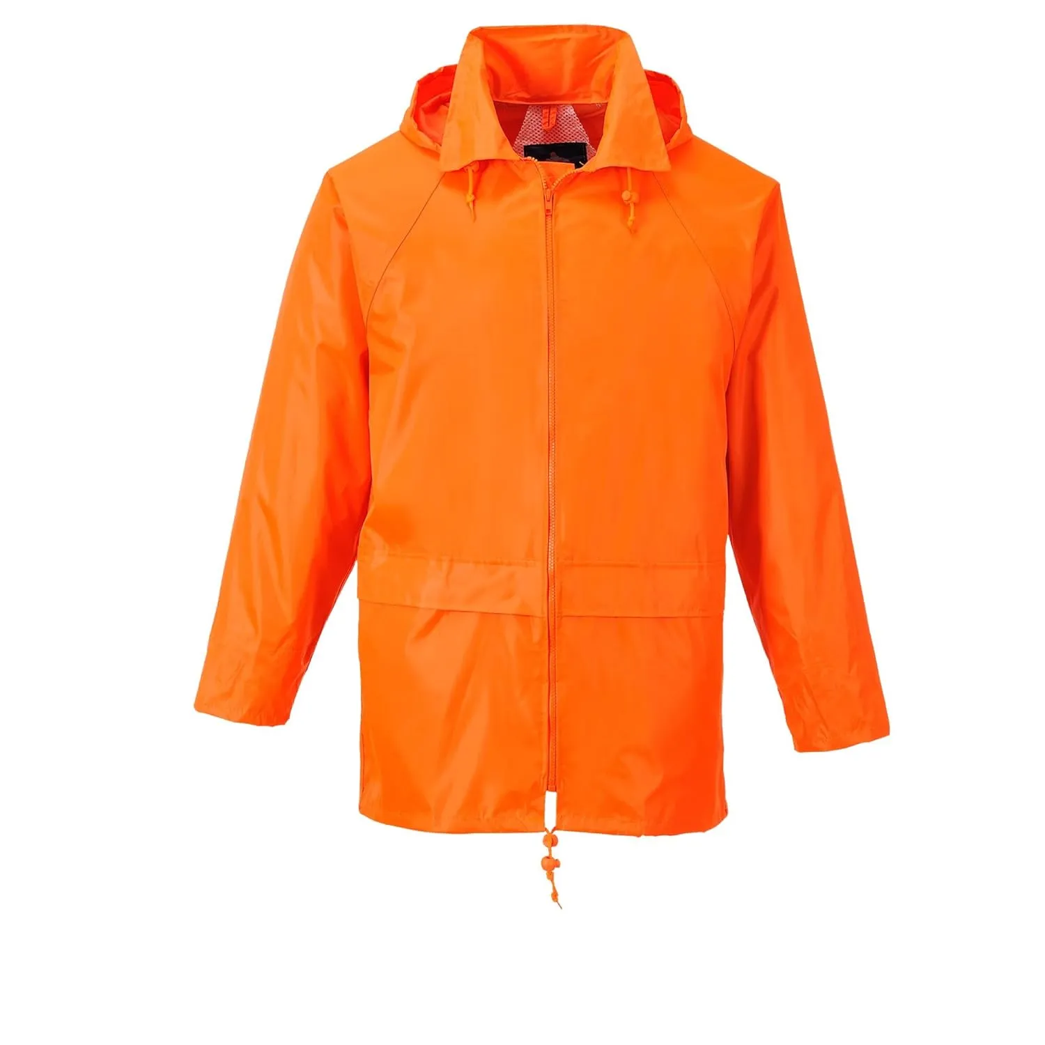 Portwest US440 Men's Waterproof Rain Jacket - Lightweight Durable Hooded Weather Protection Safety Coat Orange, X-Large