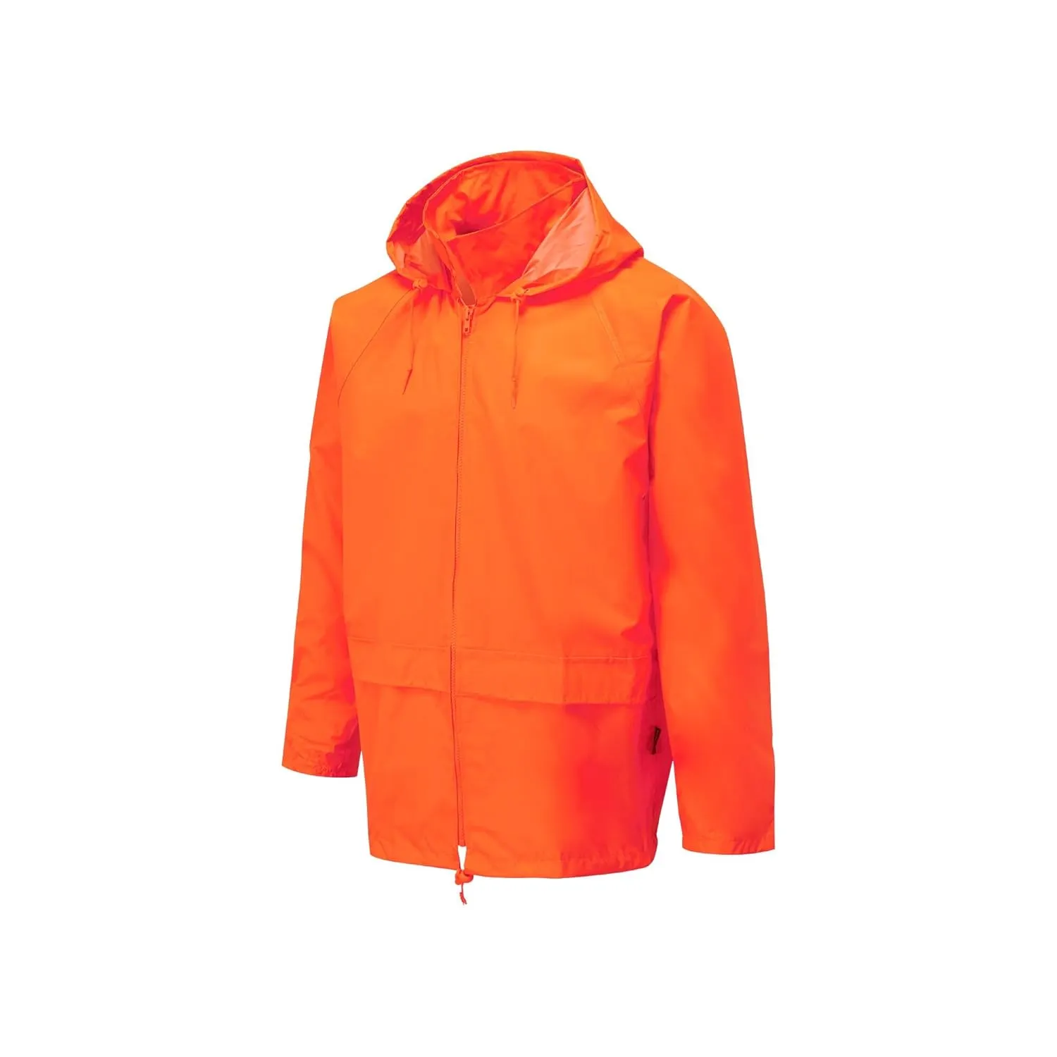 Portwest US440 Men's Waterproof Rain Jacket - Lightweight Durable Hooded Weather Protection Safety Coat Orange, X-Large