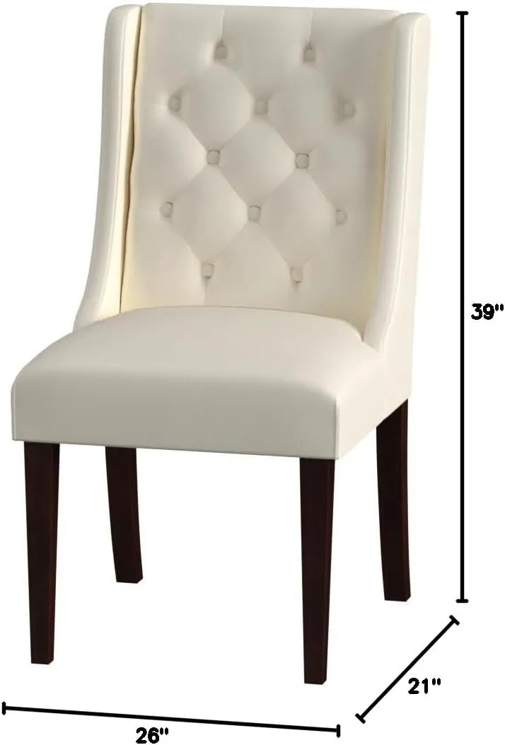 Poundex Faux Leather/Solid Wood Dining Chairs, White