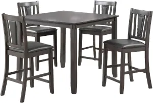 Poundex Walnut 5 Piece Counter Height Dining Set