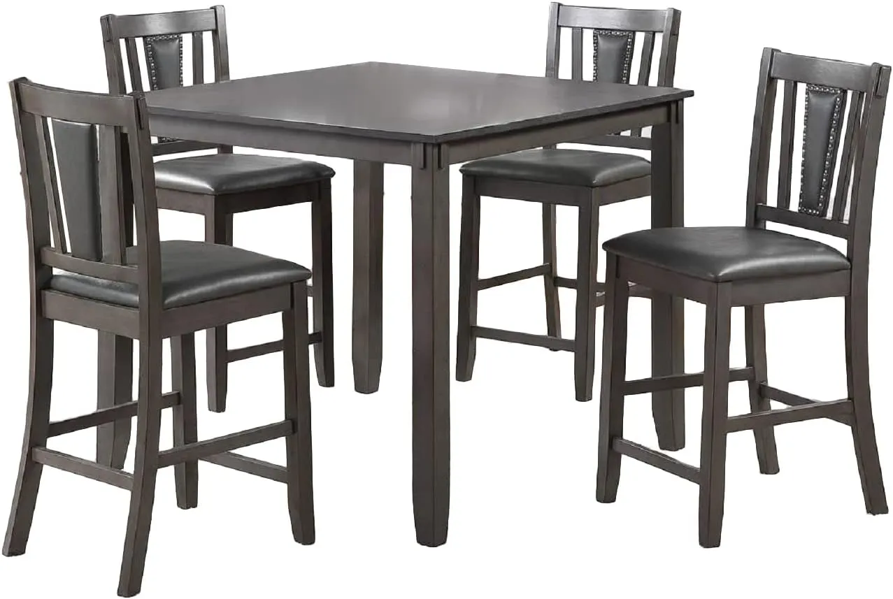 Poundex Walnut 5 Piece Counter Height Dining Set