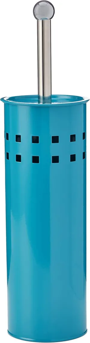 Premier Housewares Toilet Brush Holder Free Standing Turquoise Finish Toilet Brush and Holder Set Satin Stainless Steel Modern Design for Bathrooms 38 x 10 x 10