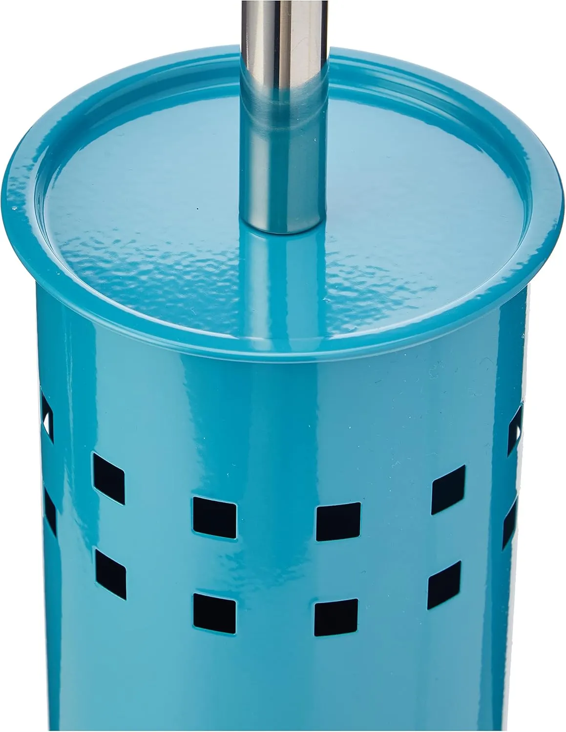 Premier Housewares Toilet Brush Holder Free Standing Turquoise Finish Toilet Brush and Holder Set Satin Stainless Steel Modern Design for Bathrooms 38 x 10 x 10
