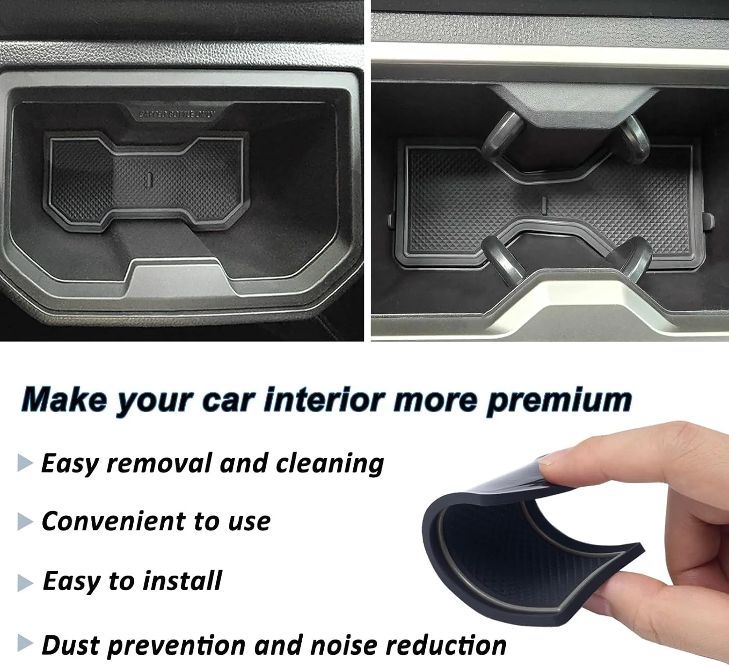 Premium Custom Liner Mat Compatible with 2024 2025 Toyota Tacoma(4th Gen) Double Cab Accessories Center Console, Door Pocket and Cup Holder 14Pcs（Gray，Patented Design）