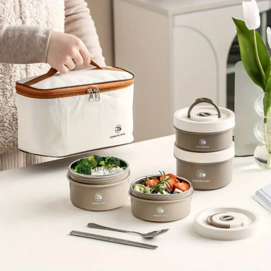 Premium Insulated 304 Stainless Steel Lunch Box – Multi-Layer Design, Microwave Safe, Durable, Leak-Proof, Perfect for On-the-Go Meals
