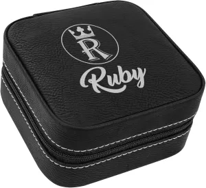 Premium Jwelery Organizer Box For Ladies, Ruby Jewelry Travel Case, Black Customizable Travel Box For Ladies, Engraved Black Jwelery Box for Women