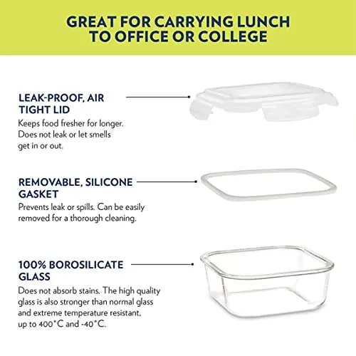 Premium Lunch Box - Microwave, Dishwasher & Freezer Safe | Set of 3 containers | 320 ML Each